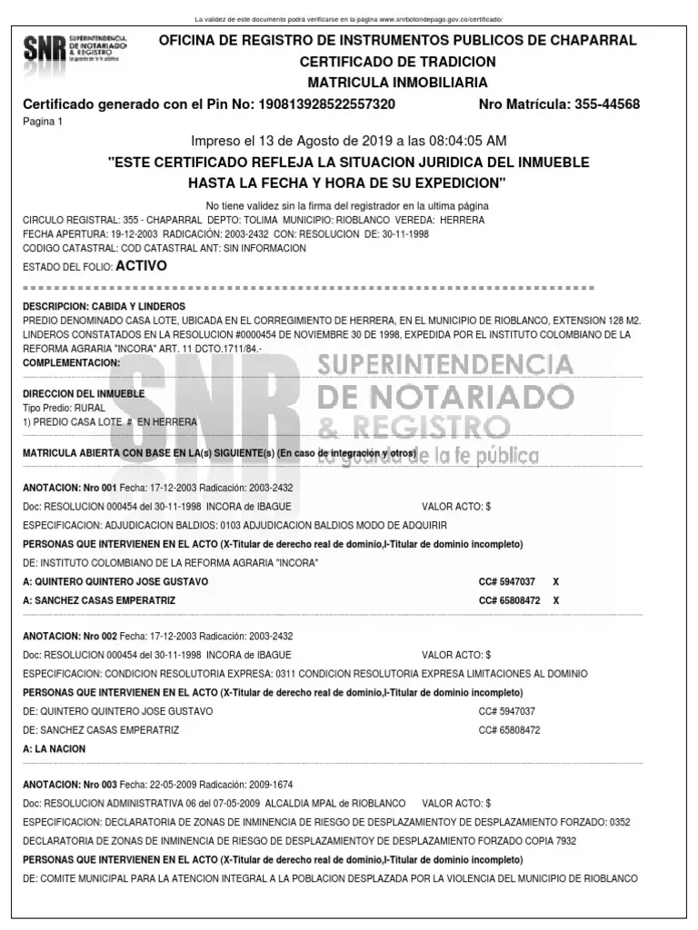 Imagen de un documento